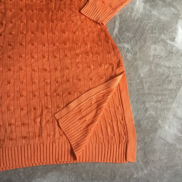 Ralph Lauren Black Label Orange Silk V-Neck Cable Knit Long Sleeve Dress, Size M - Picture 2 of 9